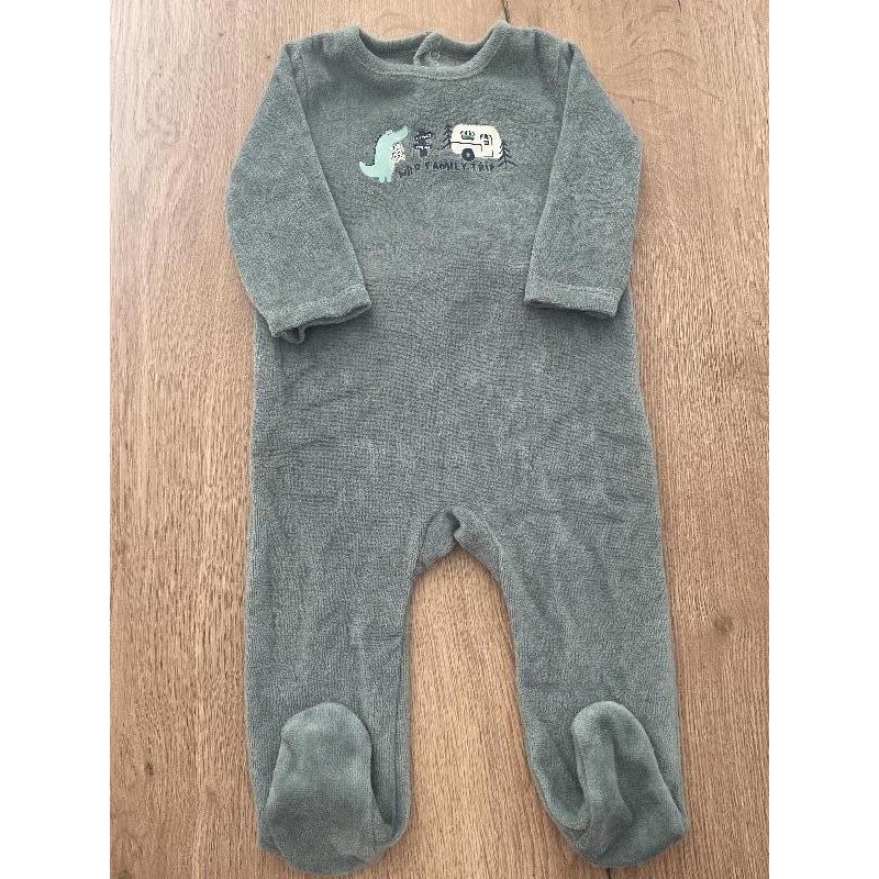 Pyjama vert velours In Extenso TAILLE 9 mois