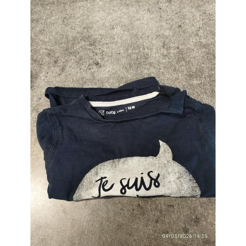 T shirt bleu gemo trop mignon TAILLE 12 mois
