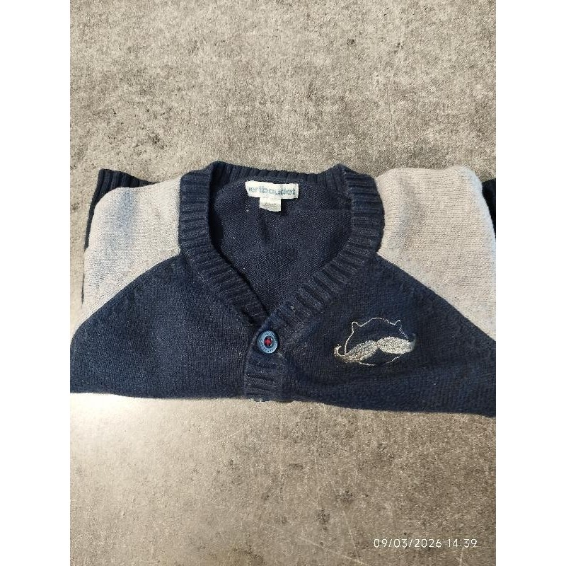 Gilet bleu et gris Vertbaudet  TAILLE 12 mois