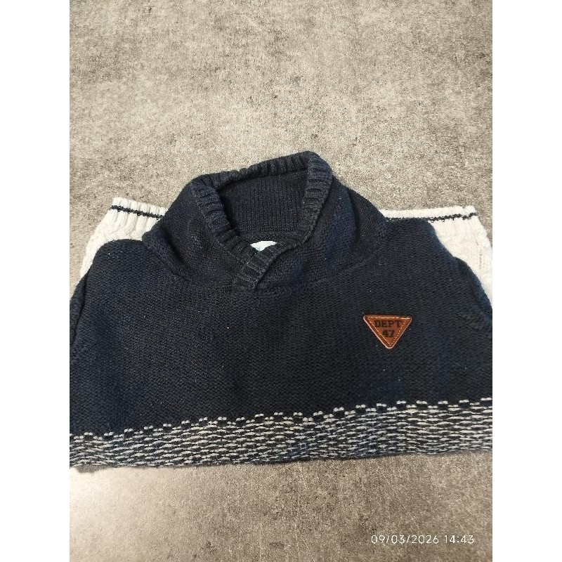Pull gemo bleu et blanc TAILLE 18 mois
