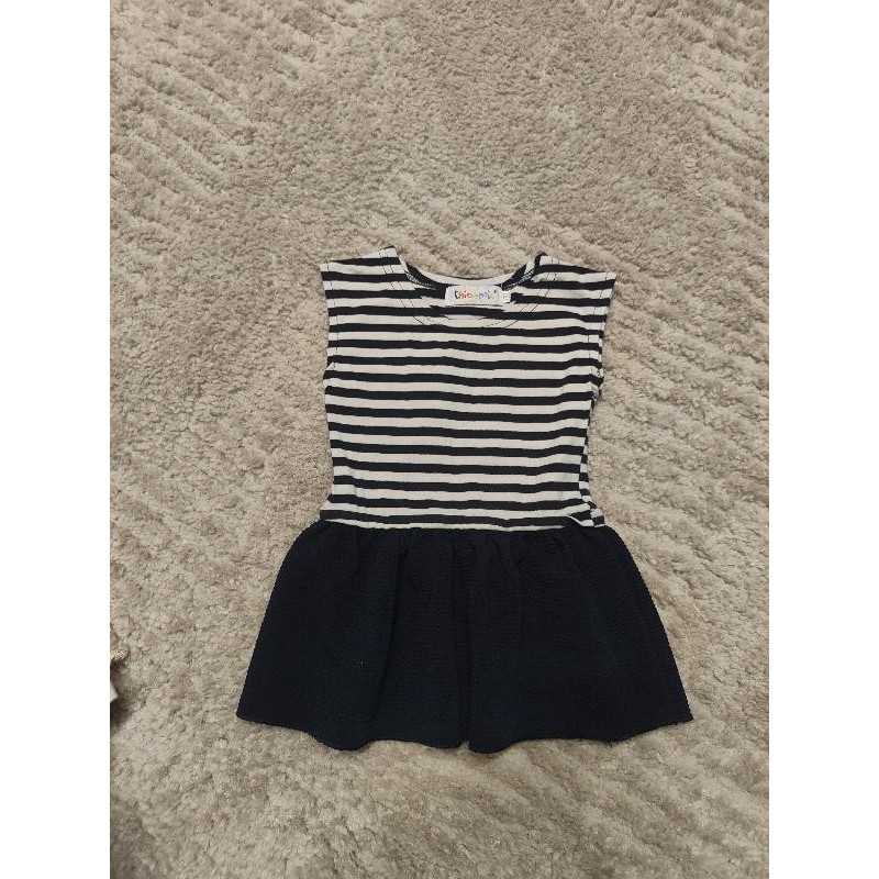 Robe chicapri blanc et bleu rayé  TAILLE 12 