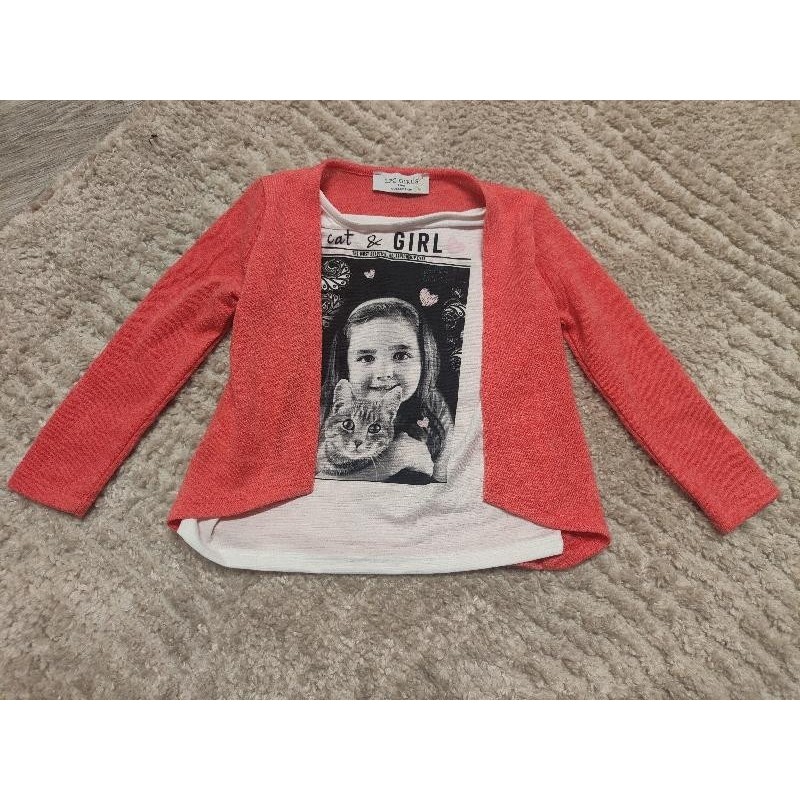 Pull gilet lpc girls blanc et corail  TAILLE 3