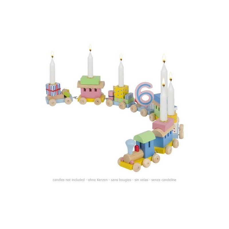 Train coloré en bois - Bougeoir anniversaire