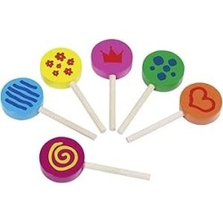 Sucettes colorées en bois x6