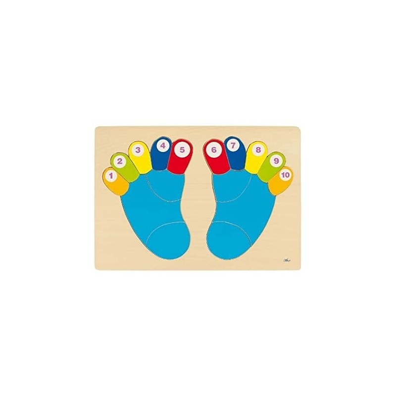 Puzzle en bois apprendre à compter Pieds DIMENSIONS 37,8 x 26,39 x 5 cm