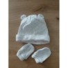 Lot bonnet gant blanc naissance  TAILLE Naissance 