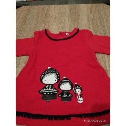 Robe rouge col boucle noir...