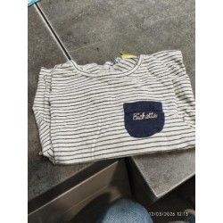 T shirt ml blanc rayé bleu...