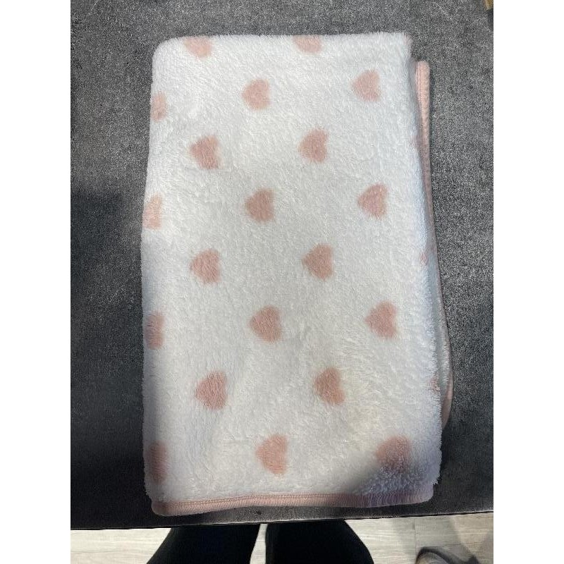 Plaid blanc cœur rose 