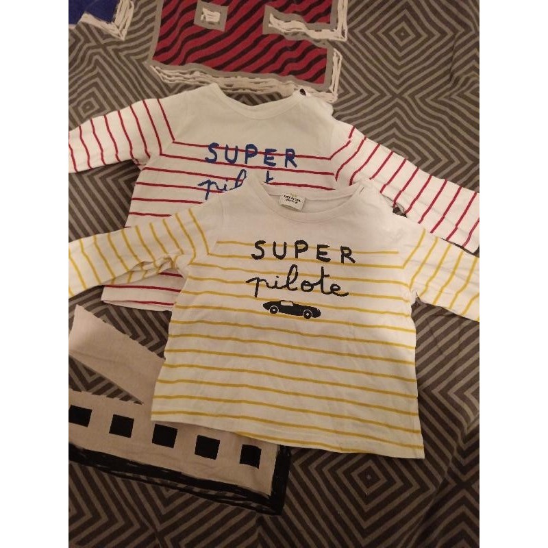 Lot de 2 t shirt super pilote TAILLE 1 an