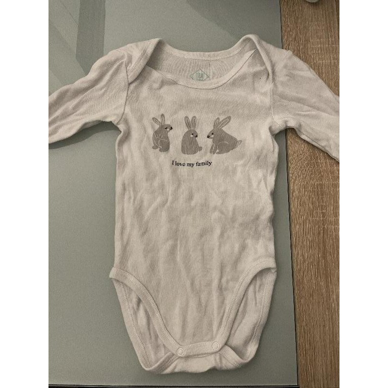 Body manches longues blanc lapin gris , tex 12 mois  TAILLE 12 mois 
