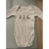 Body manches longues blanc lapin gris , tex 12 mois  TAILLE 12 mois 