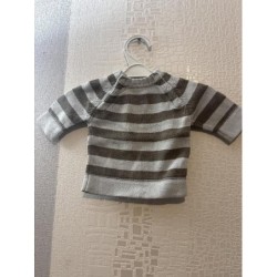 Pull gris et bleu rayer...