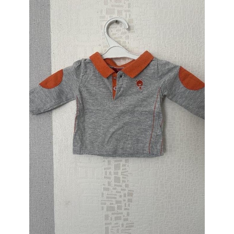 Polo gris orange TAILLE 3 mois