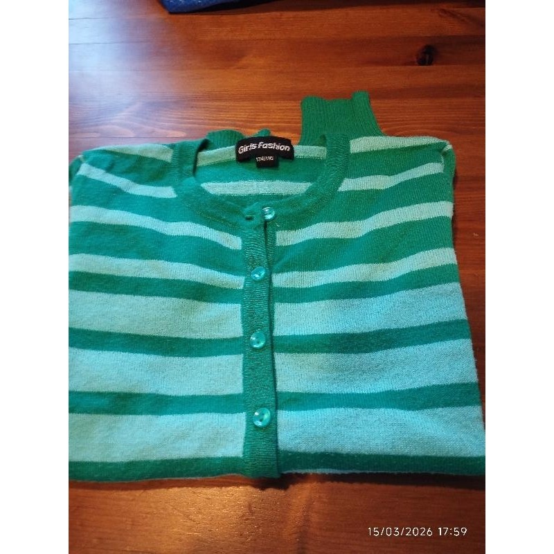 Gilet rayé vert girls fashion TAILLE 10 a