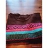 Pull laine lovely marron bleu rose TAILLE 10