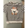 Pull obaibi blanc rayé noir lion 9 mois TAILLE 9 mois
