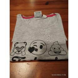 T shirt emoji gris rose...