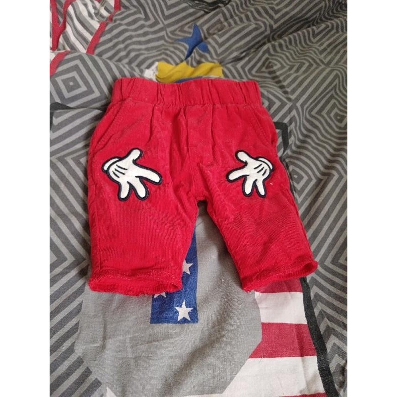 Pantalon rouge velours mickey TAILLE Naissance
