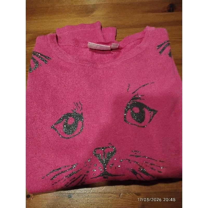 Pull rose chat nky TAILLE 12