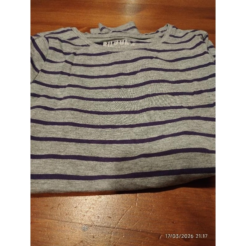 Tshirt ml gris rayé violet TAILLE 10