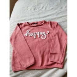 Pull rose brodé happy TAILLE 6