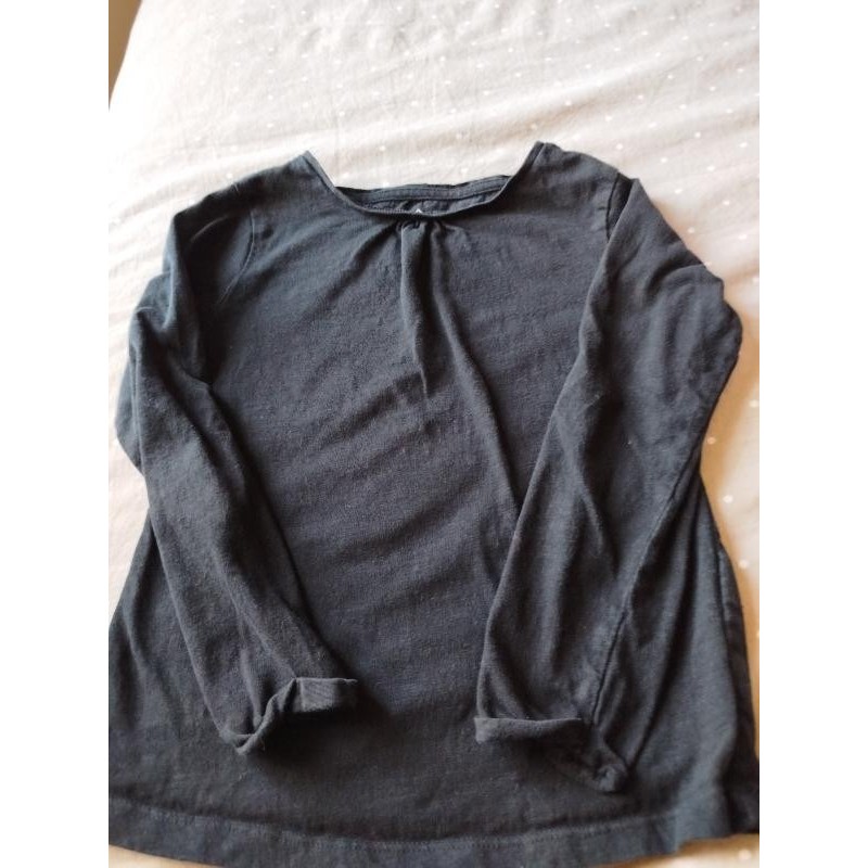 T-shirt ML col rond noir TAILLE 4-5