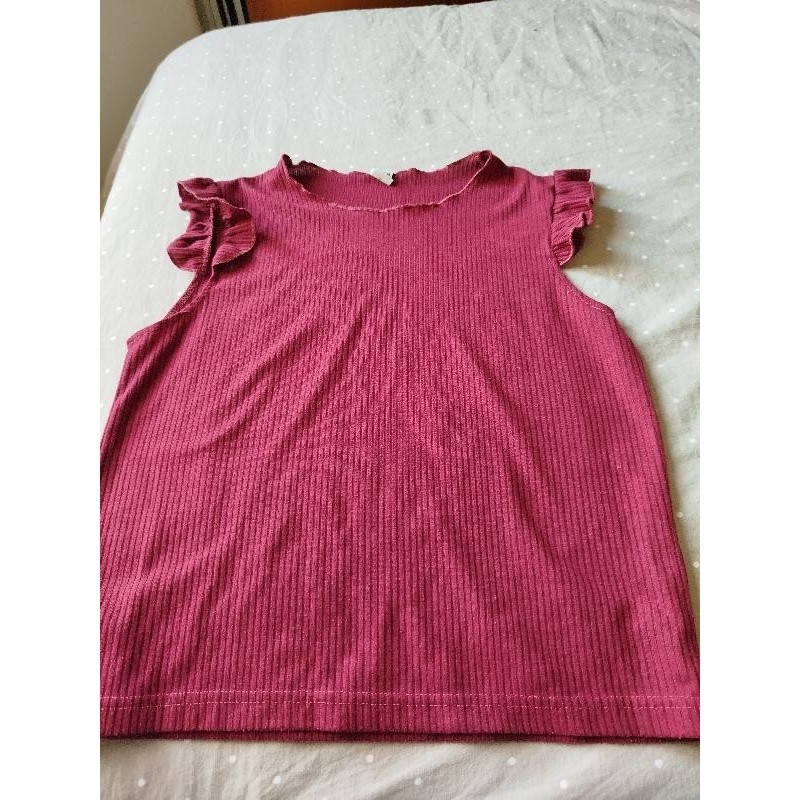 Top bordeaux à volants TAILLE 13-14