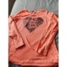 T-shirt ML orange fluo coeur TAILLE 10