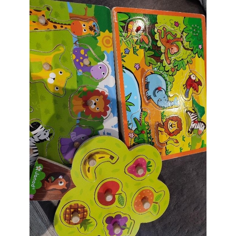 3 puzzles en bois animaux 