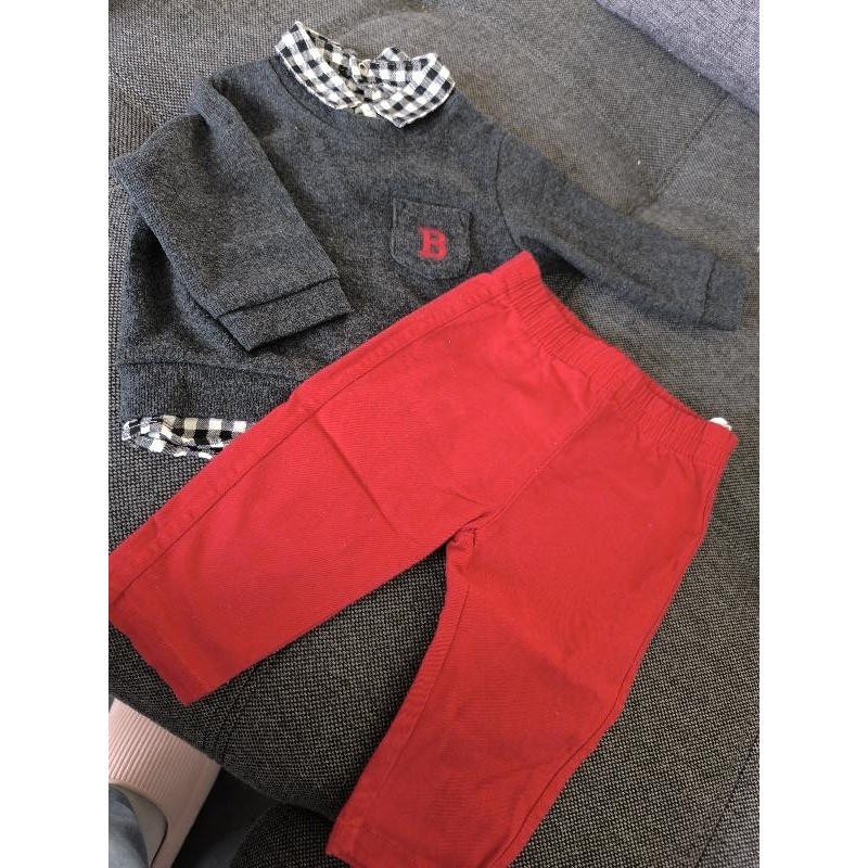 Ensemble pull pantalon rouge TAILLE 6 mois
