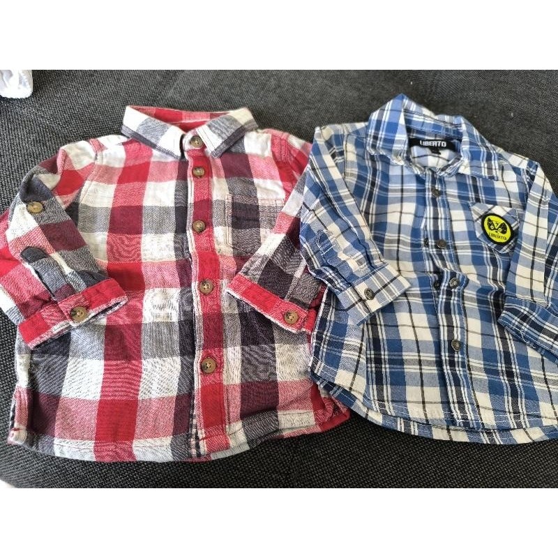Lot 2 chemises ML carreaux  TAILLE 6 mois