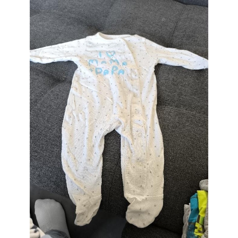Pyjama fin blanc gris TAILLE 12 mois