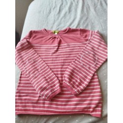 Pull ML rose rayé blanc...