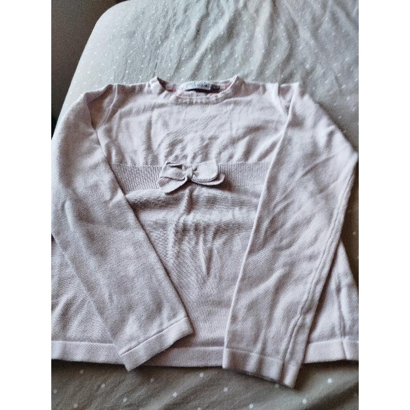 Pull rose pâle noeud  TAILLE 12 ans 