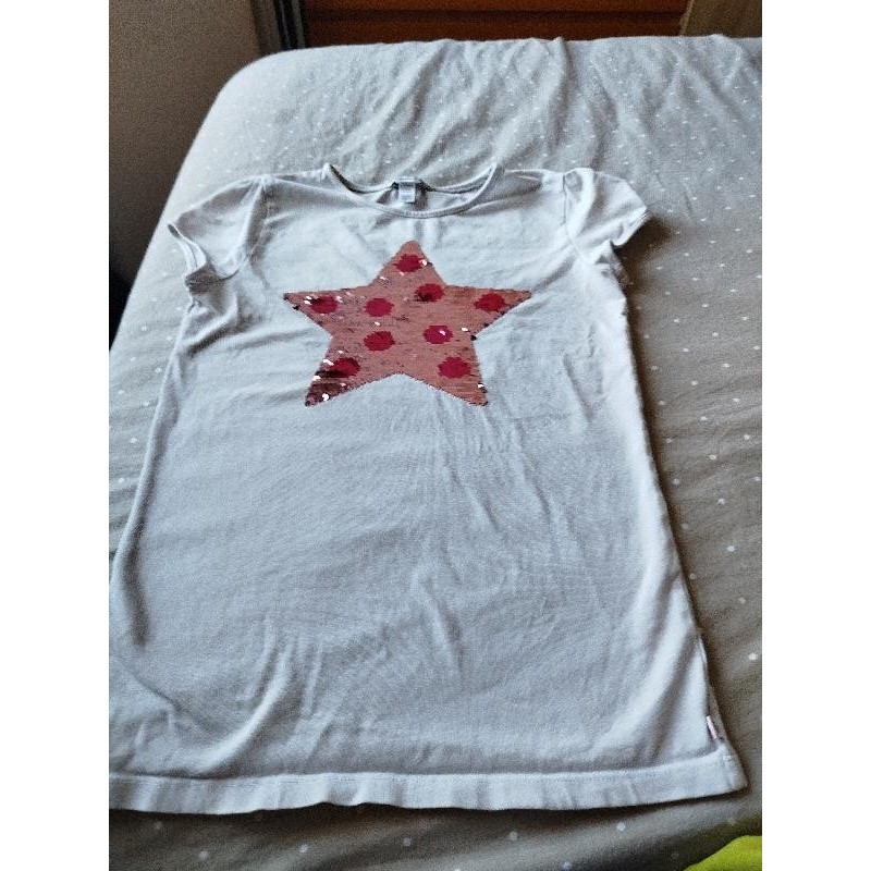 T-shirt MC étoile sequin rose TAILLE 14 ans