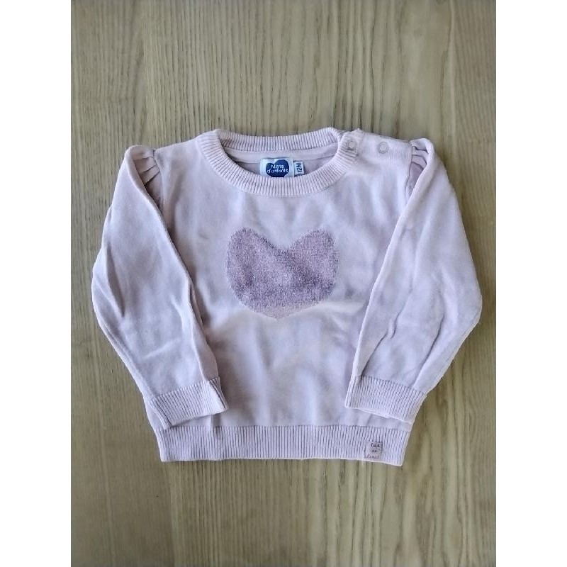 Pull cœur rose Mots d’enfants  TAILLE 12 mois 