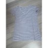 Tee short blanc rayé bleu mari TAILLE M