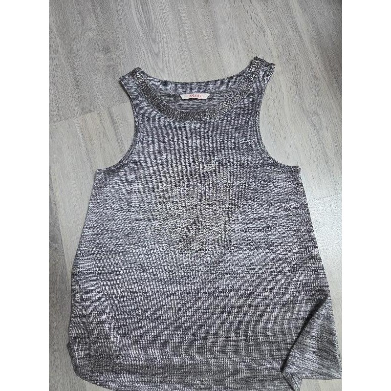 Haut gris brillant sans manche TAILLE M