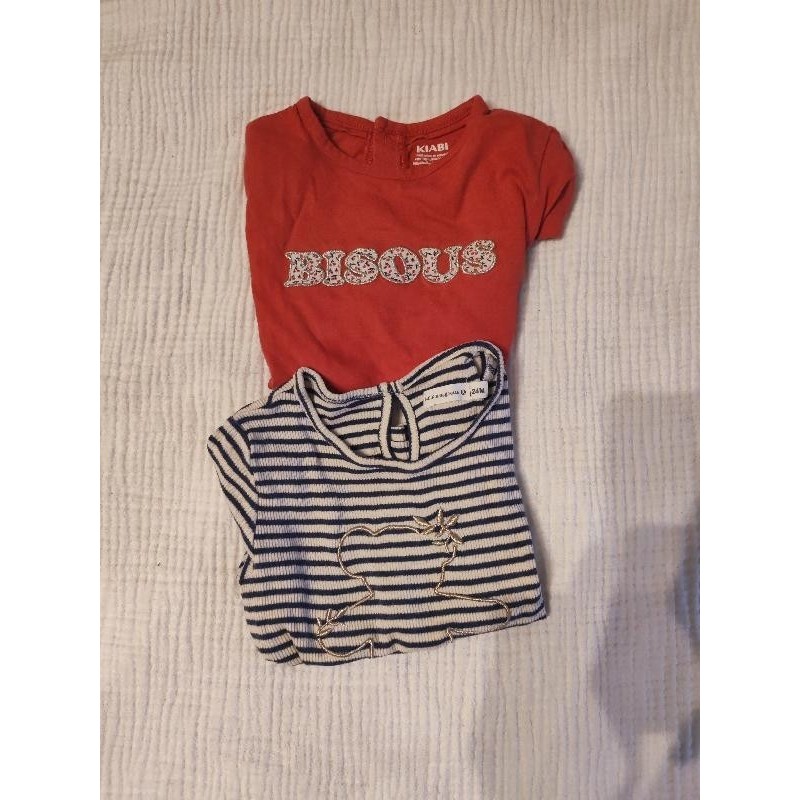 Lot tee shirt fille mc TAILLE 24 mois
