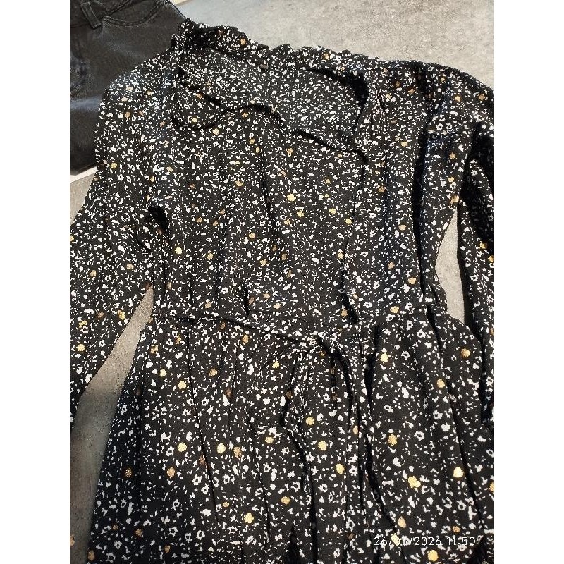 Robe légère noir pois dorés TAILLE S