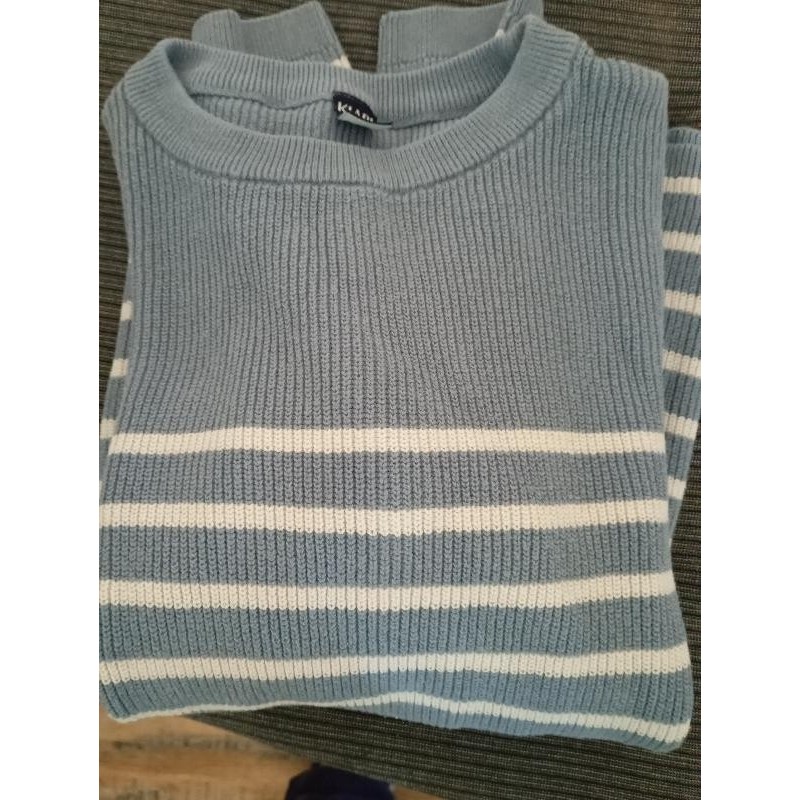 Pull kiabi bleu rayé blanc TAILLE 12 zns