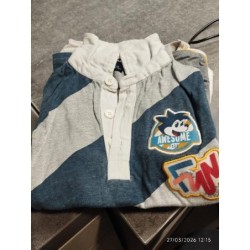 Polo mc rayé bleu gris...