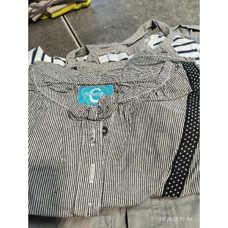 Chemise rayée gris blanc TAILLE 18m