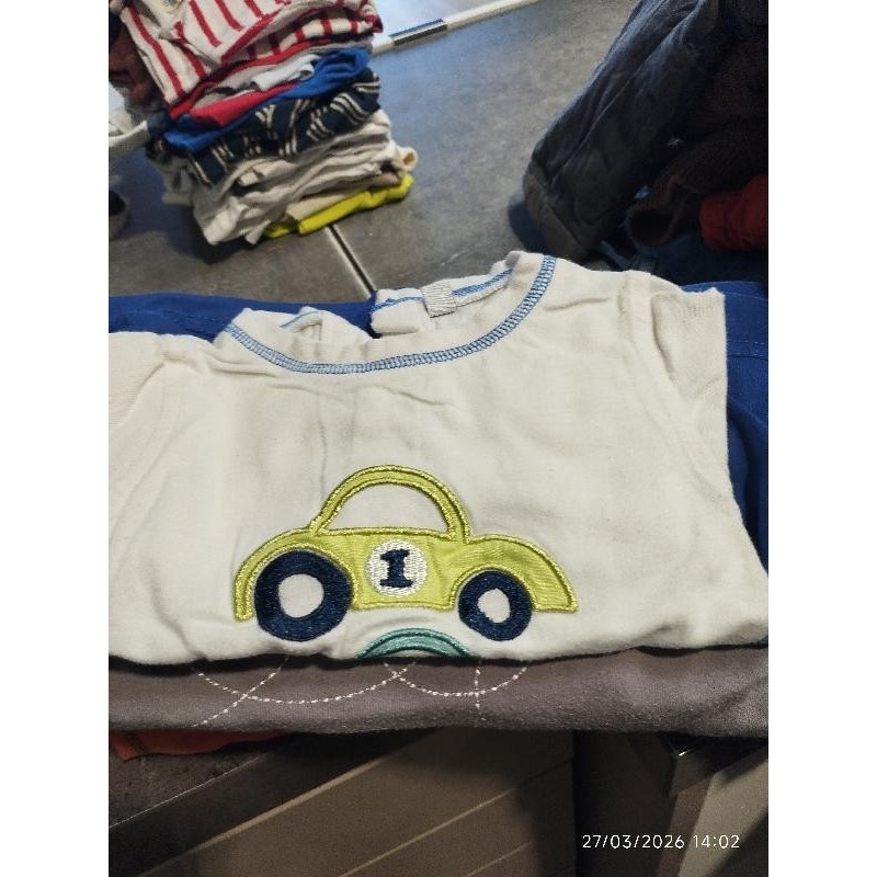 Ensemble blanc bleu pantalon TAILLE 18m