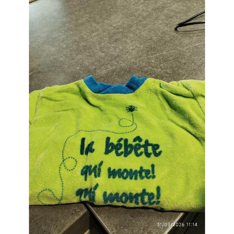 Pyj vert la bébête TAILLE 18m