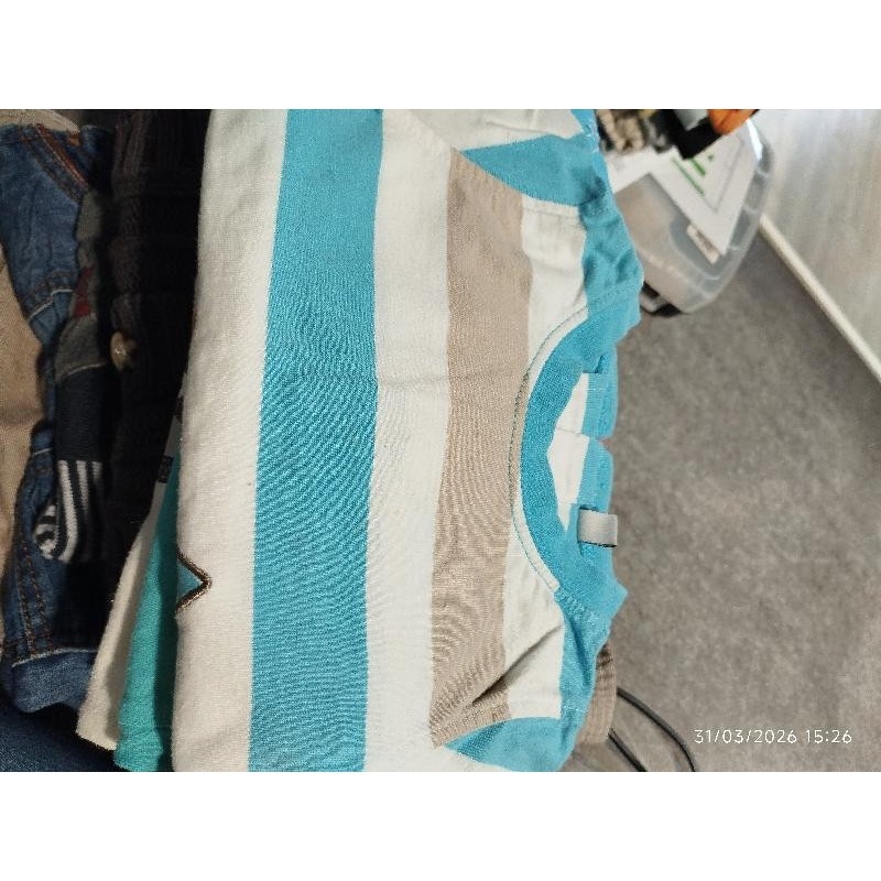 Ensemble rayé bleu marron blan TAILLE 12 mois