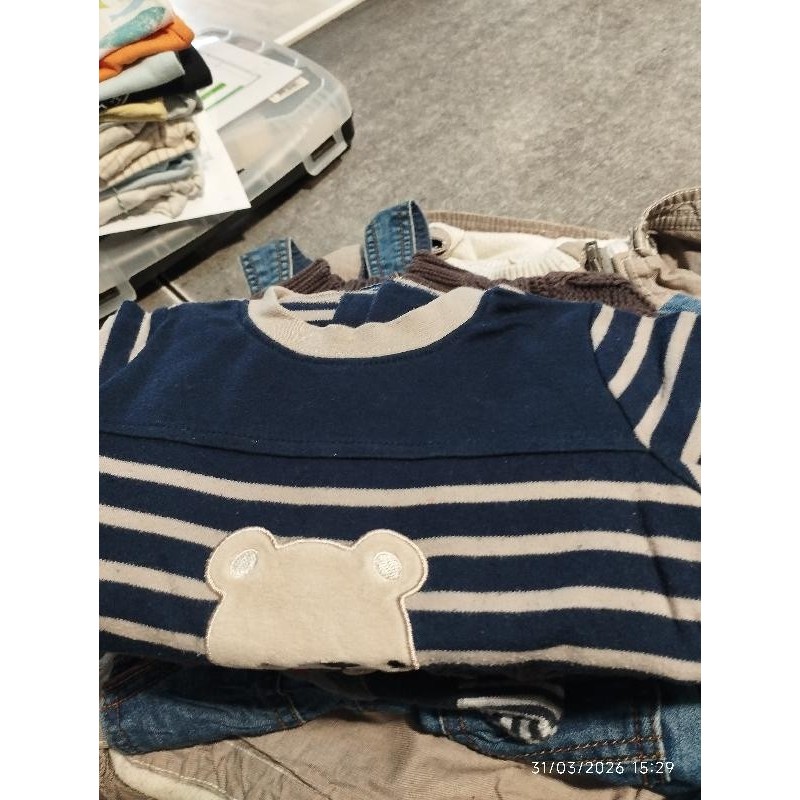 Ensemble rayé bleu marron TAILLE 12 mois