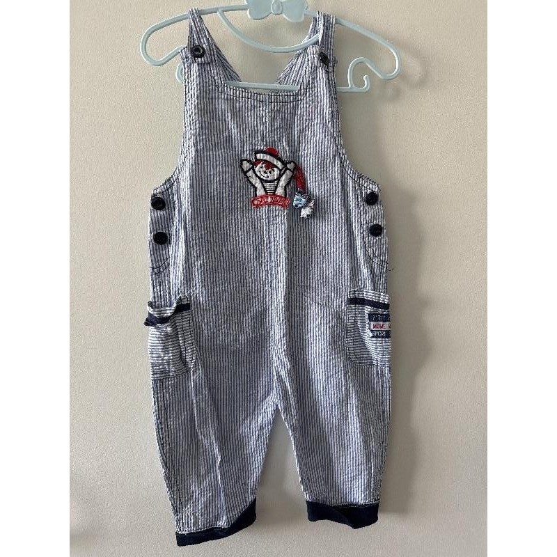 Salopette bleu en coton  TAILLE 12/18 mois 