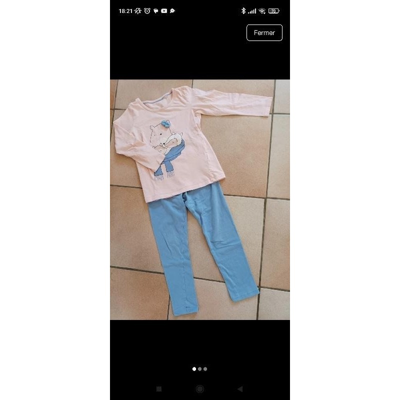Pyjama bleu rose 4/6 ans TAILLE 4 ans